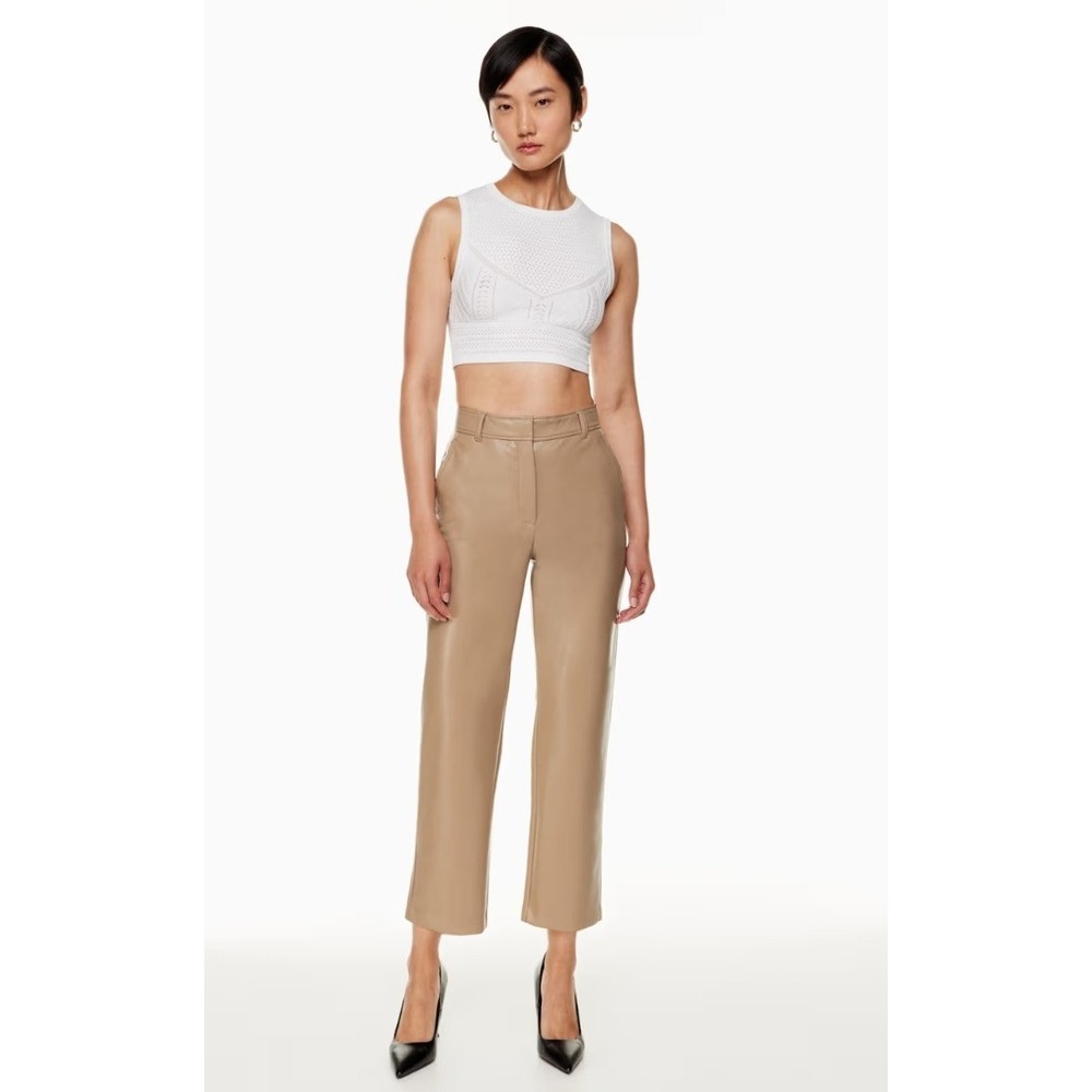 Babaton Aritzia Command Cropped Pant
Vegan Faux Leather Trousers Gold Camel 4